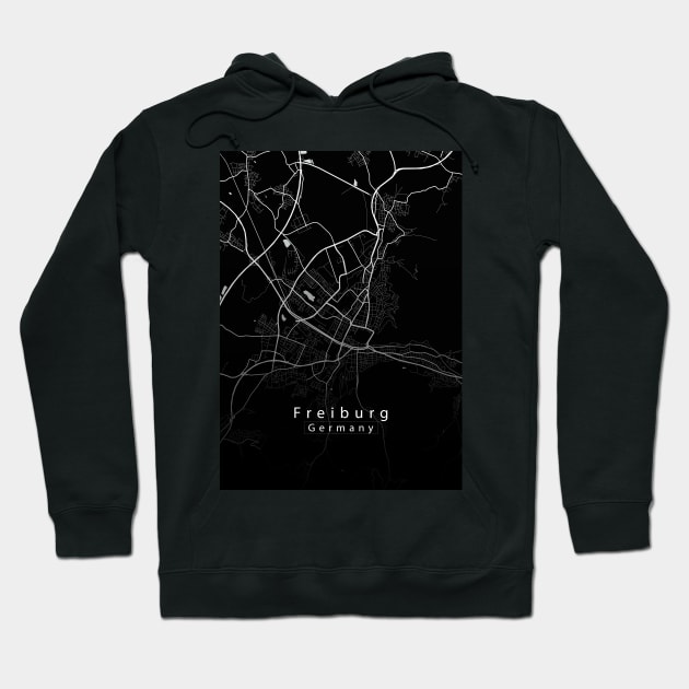 Freiburg Germany City Map dark Hoodie by Robin-Niemczyk